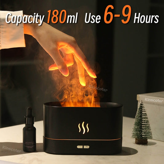 Flame LED Lamp Aroma Diffuser and Air Humidifier Ultrasonic Cool Mist